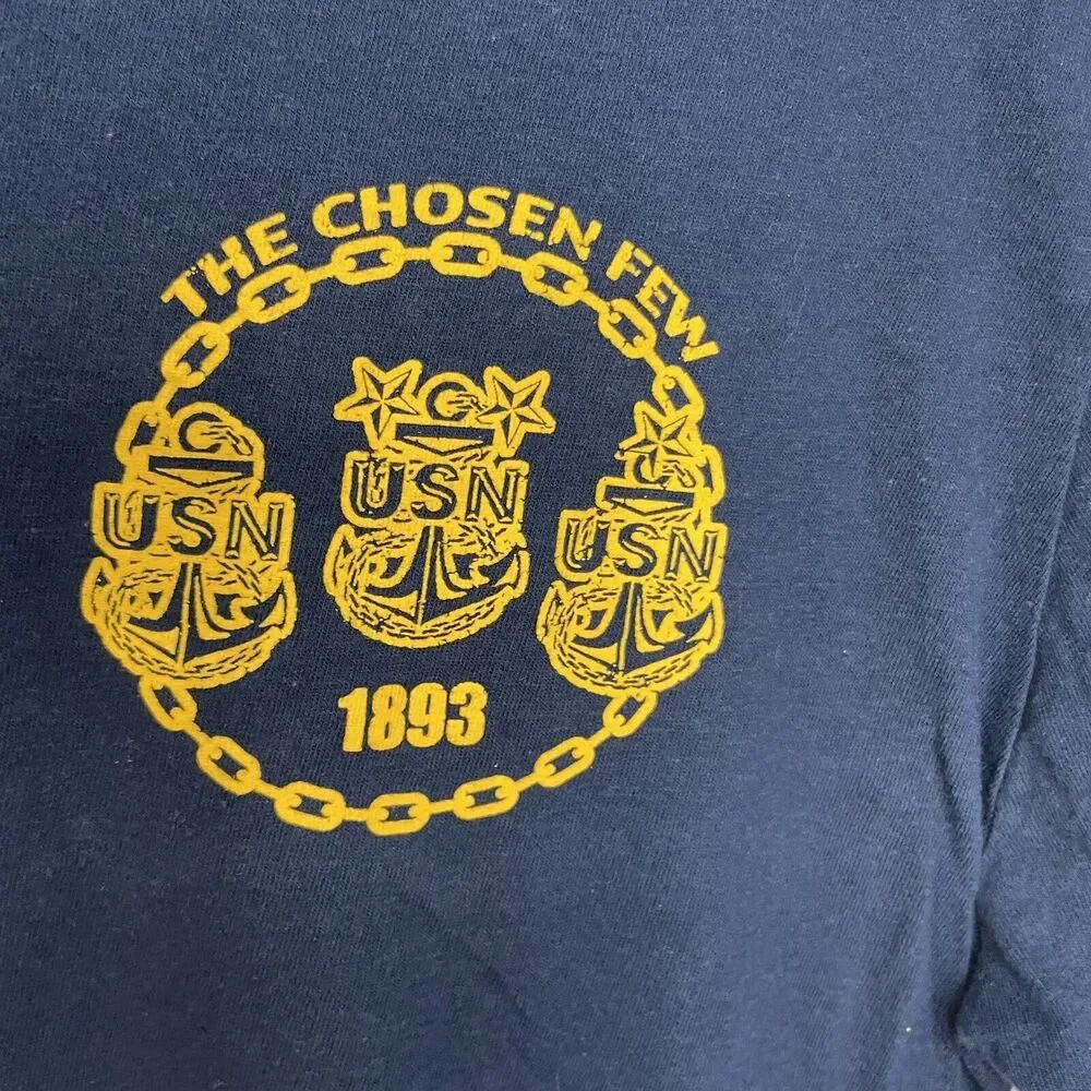 US Navy Shirt Medium Blue T-Shirt Short Sleeve Solid‎ Chiefs Chosen Few 1893